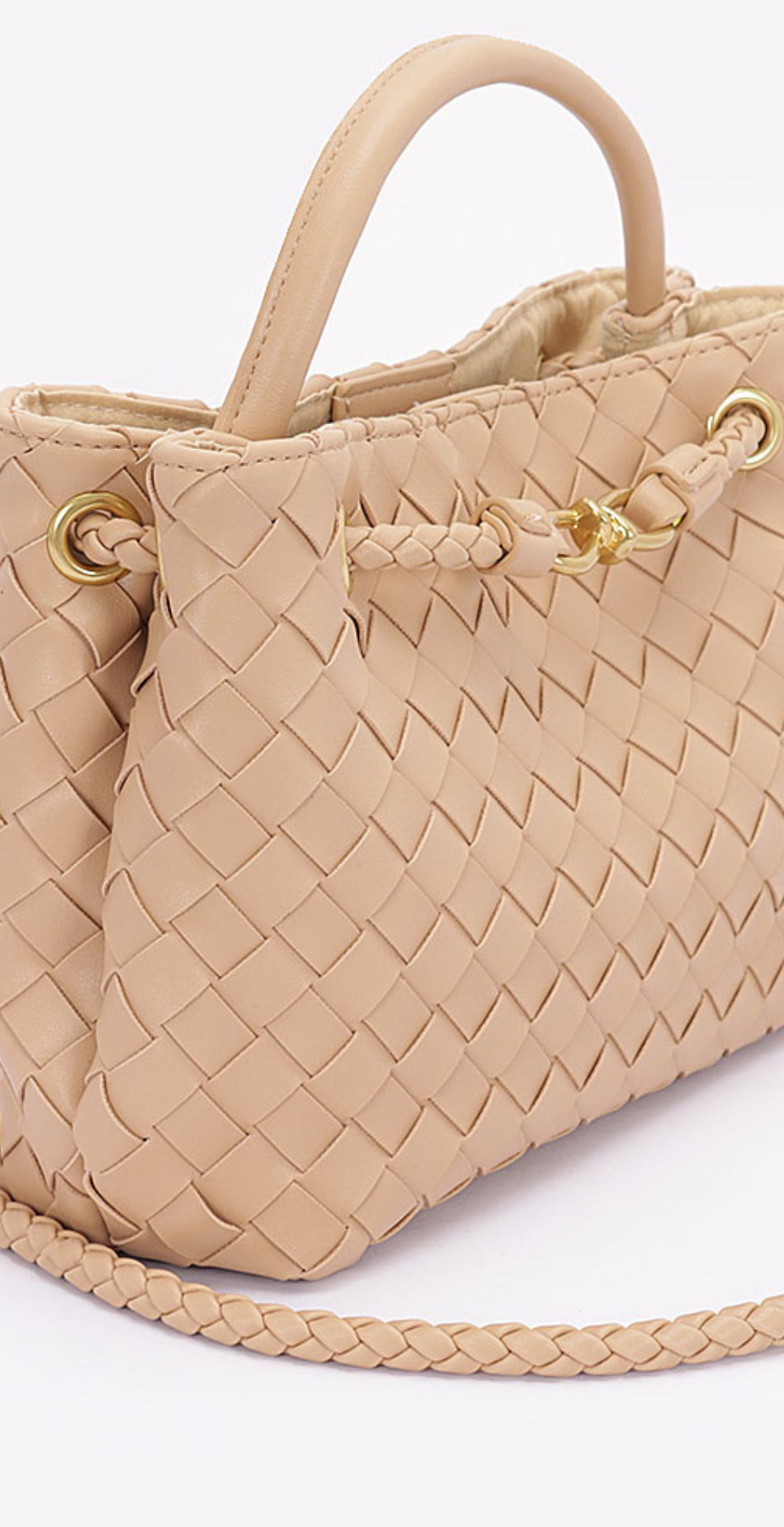 The Faux Leather Braided Top Handle Bag