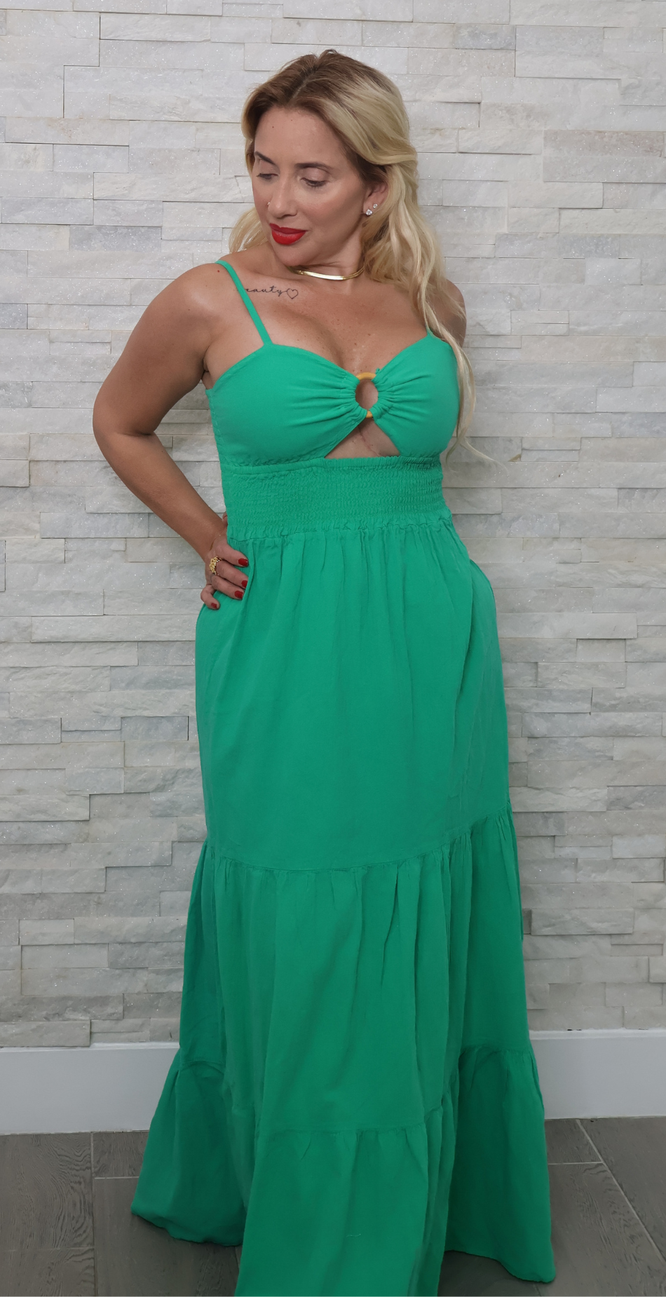 SOLD OUT- The Isla Cutout Maxi – Emerald Escape