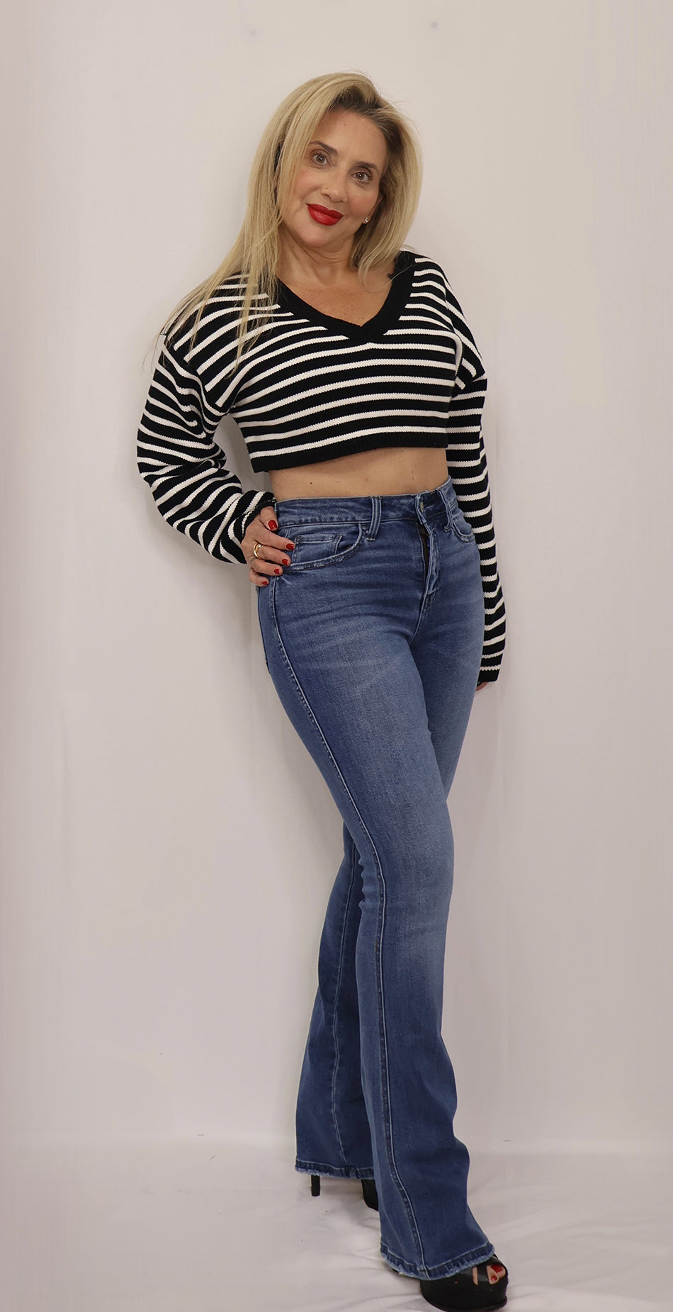 High Rise Full Length Bootcut Jeans