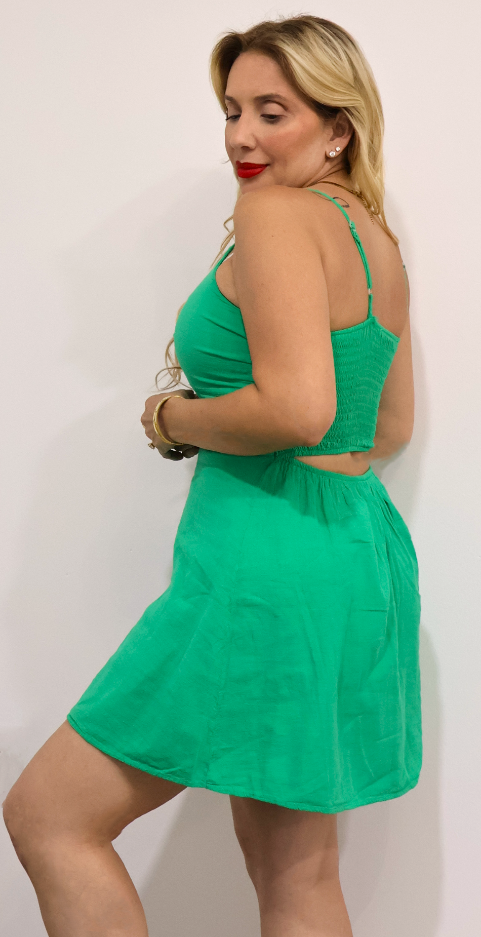 Twist Front Cut-Out Cotton Mini Dress