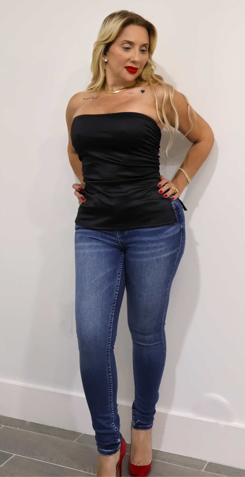 The Satin Whisper Ruched Tube Top
